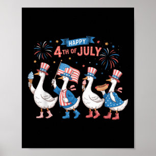 Affiche Joyeux 4 juillet Canards Fête de l'Indépendance Am