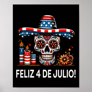 Affiche Joyeux 4 juillet drapeau américain fière mexicaine