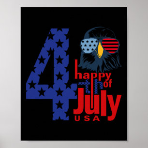 Affiche Joyeux 4 juillet drapeau d'aigle patriotique 4 jui