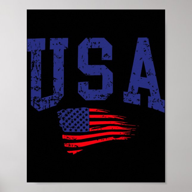 Affiche Joyeux 4 juillet Drapeau États-Unis Américain Fier (Devant)