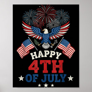 Affiche Joyeux 4 juillet Drapeau patriotique américain 4 j