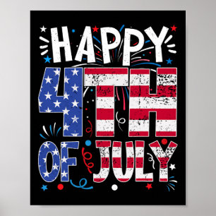 Affiche Joyeux 4 juillet Fête patriotique américaine Drape