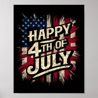 Affiche Joyeux 4 juillet Fête Patriotique Drapeau Américai