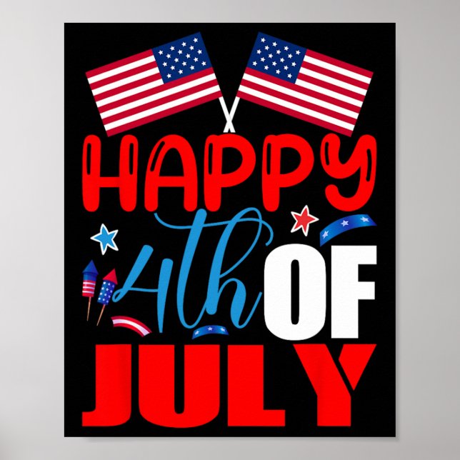 Affiche Joyeux 4 juillet Jour de l'indépendance Drapeau am (Devant)