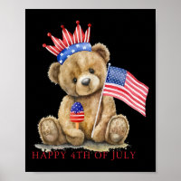 Joyeux 4 juillet Patriote Ourson Mignon Femmes Fil