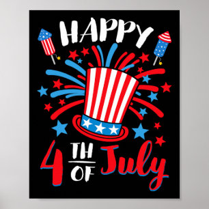 Affiche Joyeux 4 juillet patriotique américain Drapeau Hom