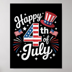 Affiche Joyeux 4 juillet Patriotique Américain Drapeau Usa