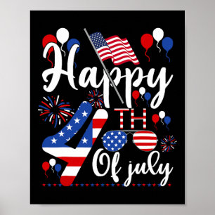 Affiche Joyeux 4 Juillet Patriotique US Drapeau Américain