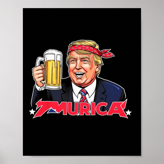 Affiche Joyeux 4 juillet Trump américain Drapeau Merica Tr (Devant)