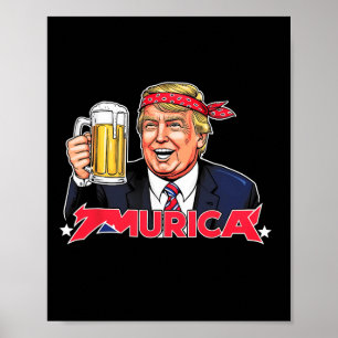 Affiche Joyeux 4 juillet Trump américain Drapeau Merica Tr