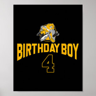 Affiche Joyeux 4e anniversaire garçon hockey ours hockey s