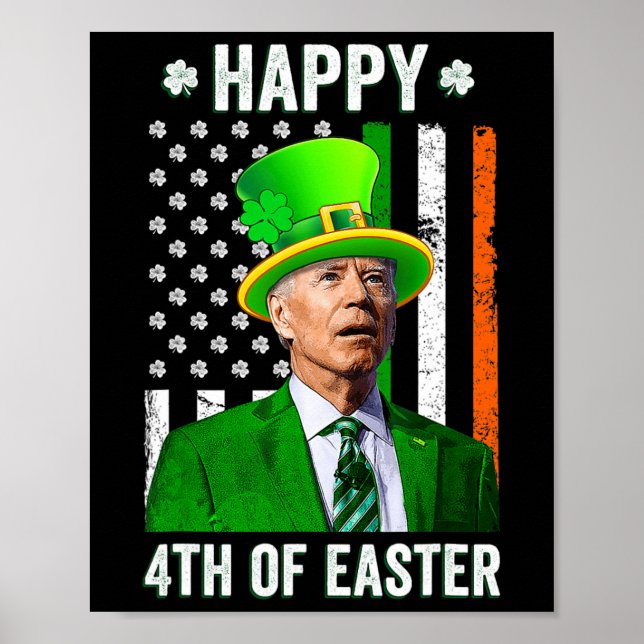 Affiche Joyeux 4ème De Pâques Fun Joe Biden Jour de la Sai (Devant)
