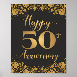 Affiche Joyeux 50e Anniversaire de Mariage Noces d'Or Jubi