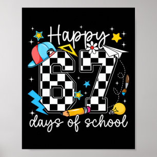 Affiche Joyeux 67 Jours D'école Six Sept Mème Garçon Fille