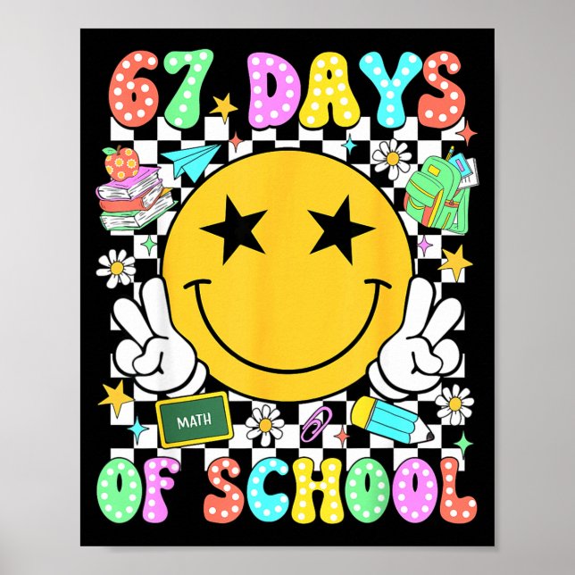 Affiche Joyeux 67e jour d'école Vibes Sourire Visage 67 jo (Devant)
