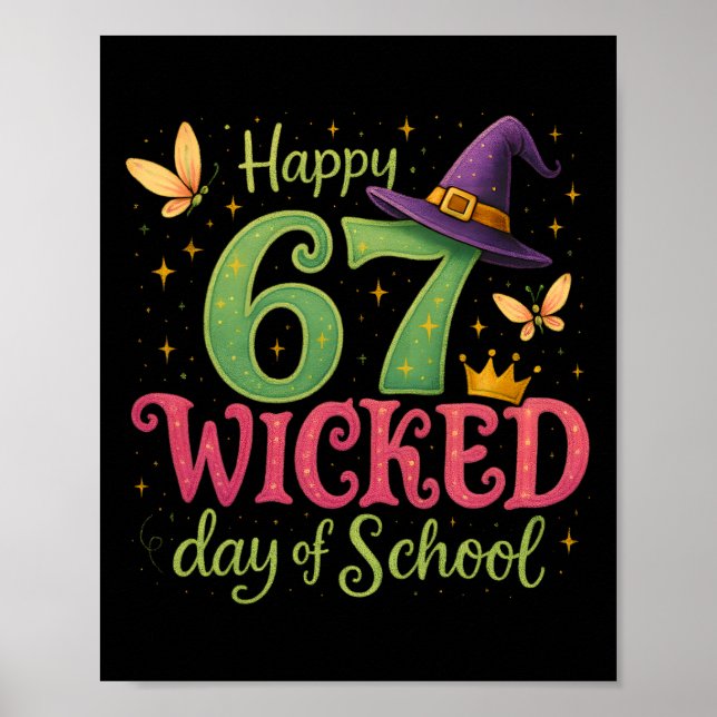 Affiche Joyeux 67e jour méchant d'école étincelant et magi (Devant)
