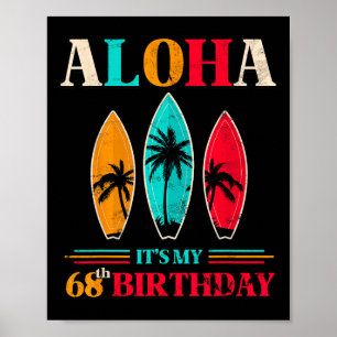 Affiche Joyeux 68e anniversaire Hawaï Plage tropicale Surf