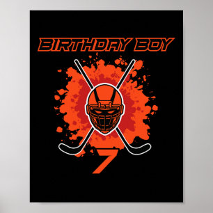 Affiche Joyeux 7e Anniversaire Garçon Masque de Hockey Noi