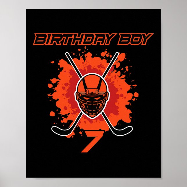 Affiche Joyeux 7e Anniversaire Garçon Masque de Hockey Noi (Devant)