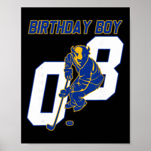 Affiche Joyeux 8e Anniversaire Garçon Hockey Bison Hockey 
