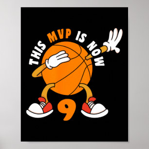 Affiche Joyeux 9 Anniversaire 9 Anniversaire MVP Basketbal