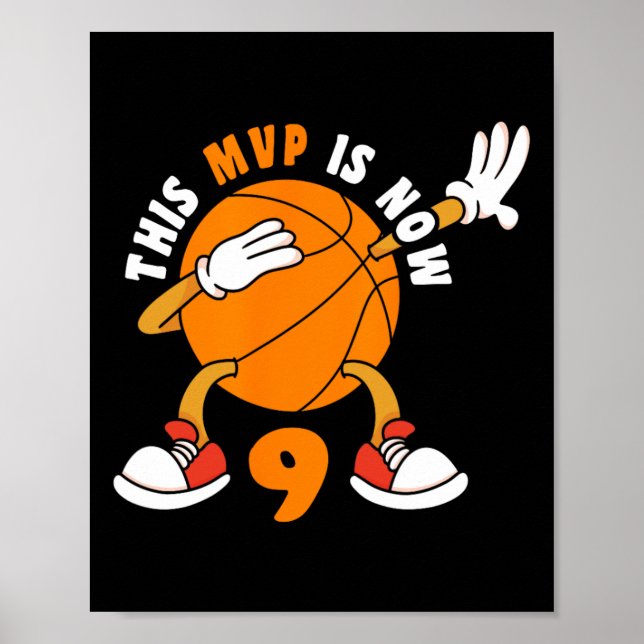 Affiche Joyeux 9 Anniversaire 9 Anniversaire MVP Basketbal (Devant)