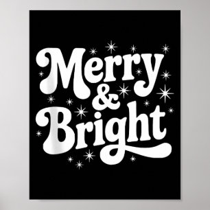Affiche Joyeux &amp; Lumineux Noël Rétro Groovy Fêtes 