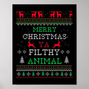 Affiche Joyeux animal de Noël Filthy Ya Xmas Pajama Famill