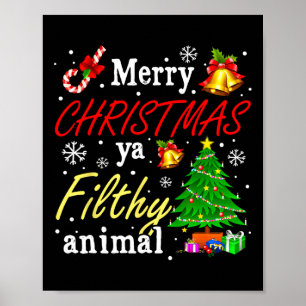 Affiche Joyeux animal de Noël sale Ya Funny famille de Noë