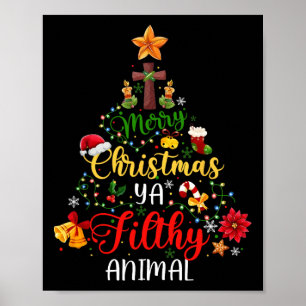 Affiche Joyeux animal de Noël sale Ya Funny famille de Noë
