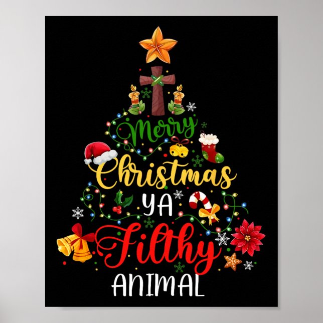 Affiche Joyeux animal de Noël sale Ya Funny famille de Noë (Devant)