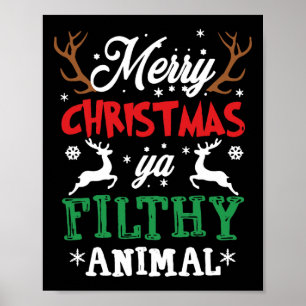 Affiche Joyeux animal de Noël sale Ya Xmas Pyjama