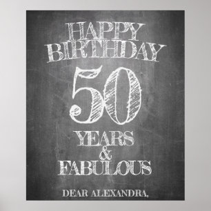 Affiche Joyeux Anniversaire - 50 Ans & Fabuleux