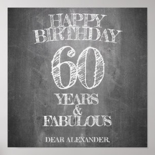 Affiche Joyeux Anniversaire - 60 Ans & Fabuleux sur tablea