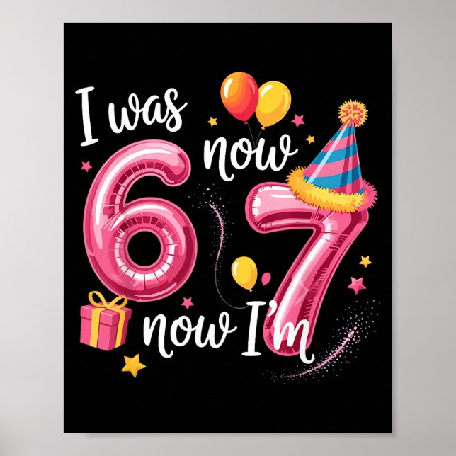 Affiche Joyeux Anniversaire 6 7 Filles Drôle J'avais 6 ans (Devant)
