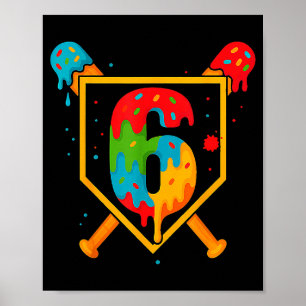 Affiche Joyeux Anniversaire 6 Ans Baseball Glace Sprin