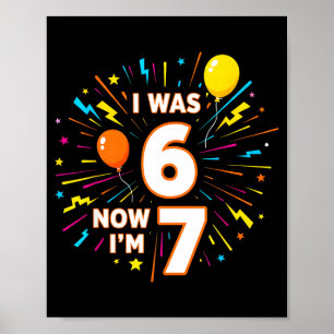 Affiche Joyeux Anniversaire 7 Ans J'avais 6 Ans Maintenant