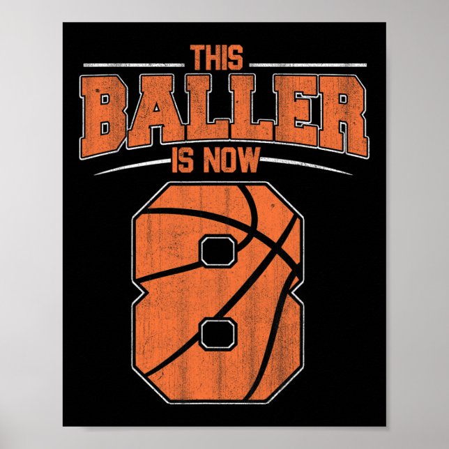 Affiche Joyeux Anniversaire 8e 8 ans Basketball Garçons Ei (Devant)