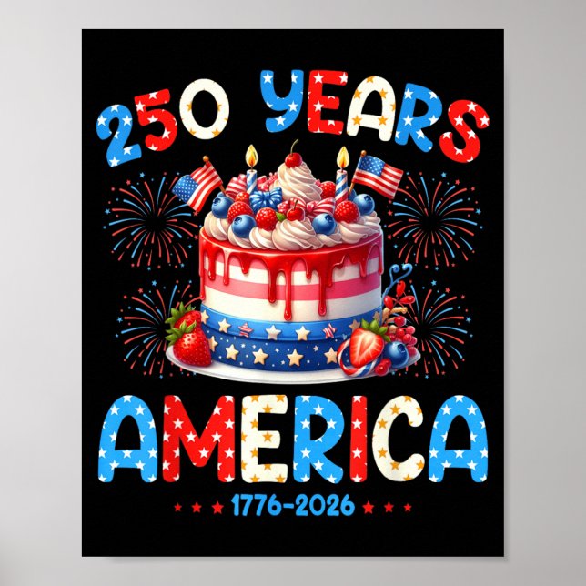 Affiche Joyeux Anniversaire Amérique États-Unis 250 Ans Fe (Devant)