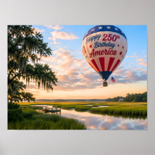 Affiche Joyeux Anniversaire Amérique Lowcountry Montgolfiè