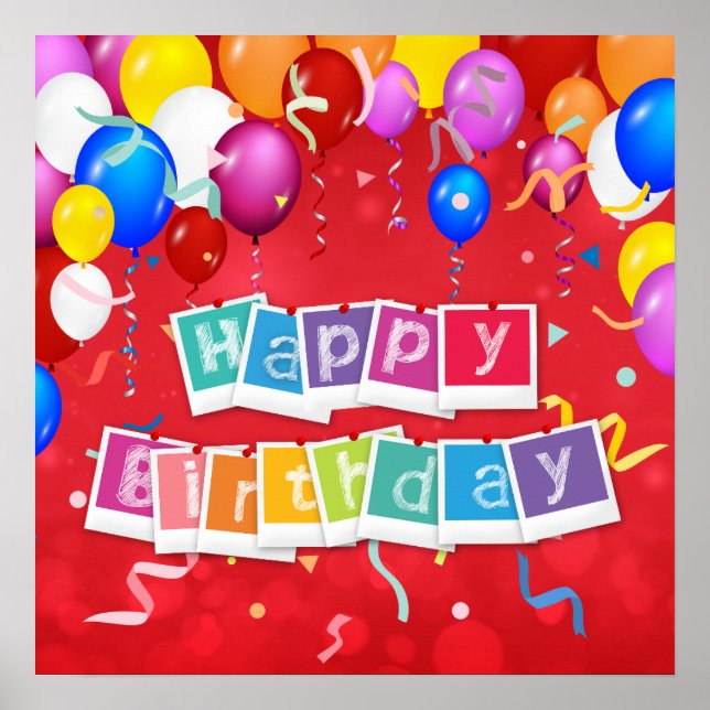 Affiche Joyeux Anniversaire, Amusant et Festif, (Devant)