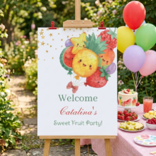 Affiche Joyeux Anniversaire aux Fruits Sucrés Fête Tropi