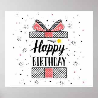Affiche Joyeux anniversaire - Boîte cadeau