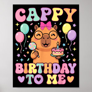 Affiche Joyeux anniversaire capybara drôle pour les filles