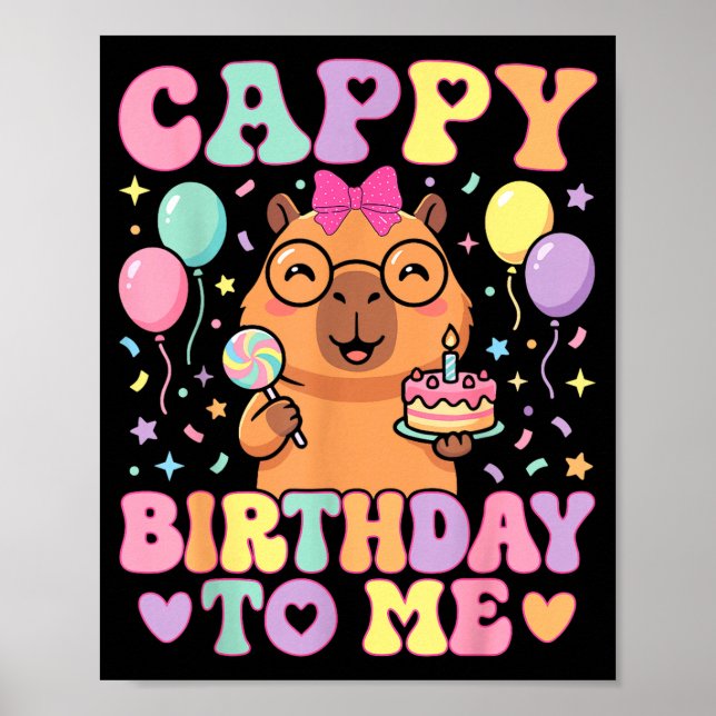 Affiche Joyeux anniversaire capybara drôle pour les filles (Devant)