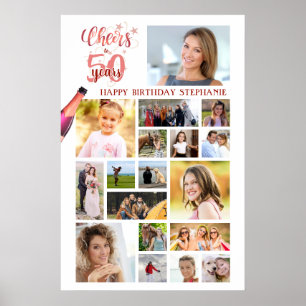 Affiche Joyeux anniversaire CHEERS TO YEARS Rose Gold 18 P