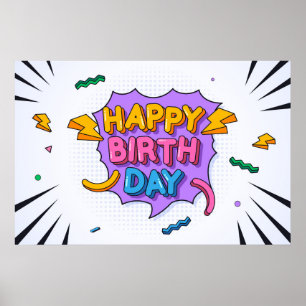 Affiche Joyeux anniversaire coloré