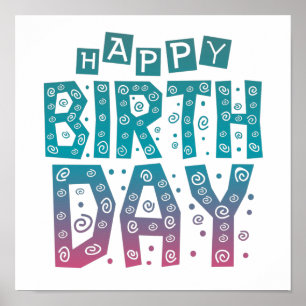 Affiche joyeux anniversaire coloré pour tous