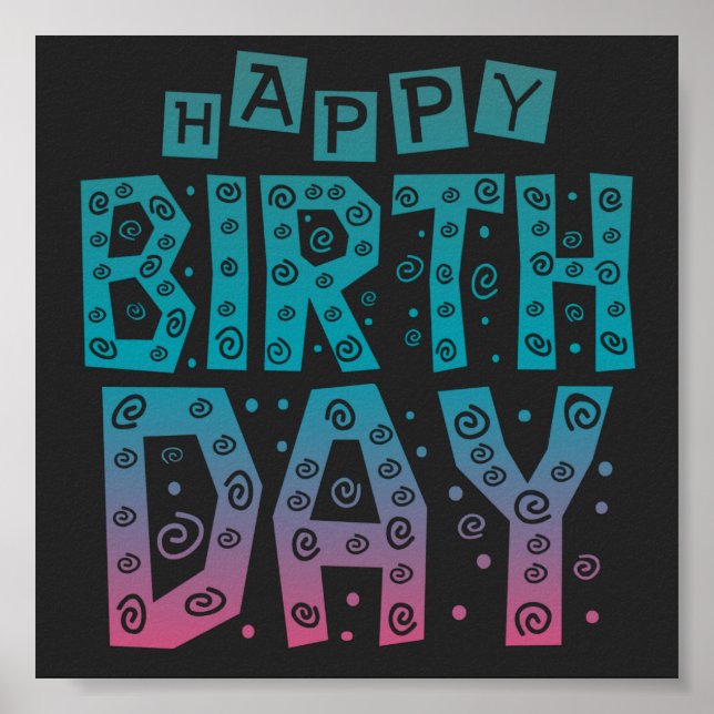 Affiche joyeux anniversaire coloré pour tous (Devant)