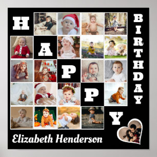 Affiche Joyeux anniversaire Custom 21 Photo Collage Cadeau